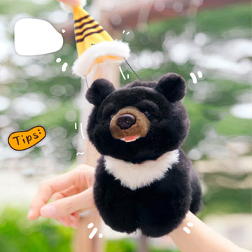 Cute Asian Black Bear Stuffed Plush Slap Bracelet, Bear Plushies